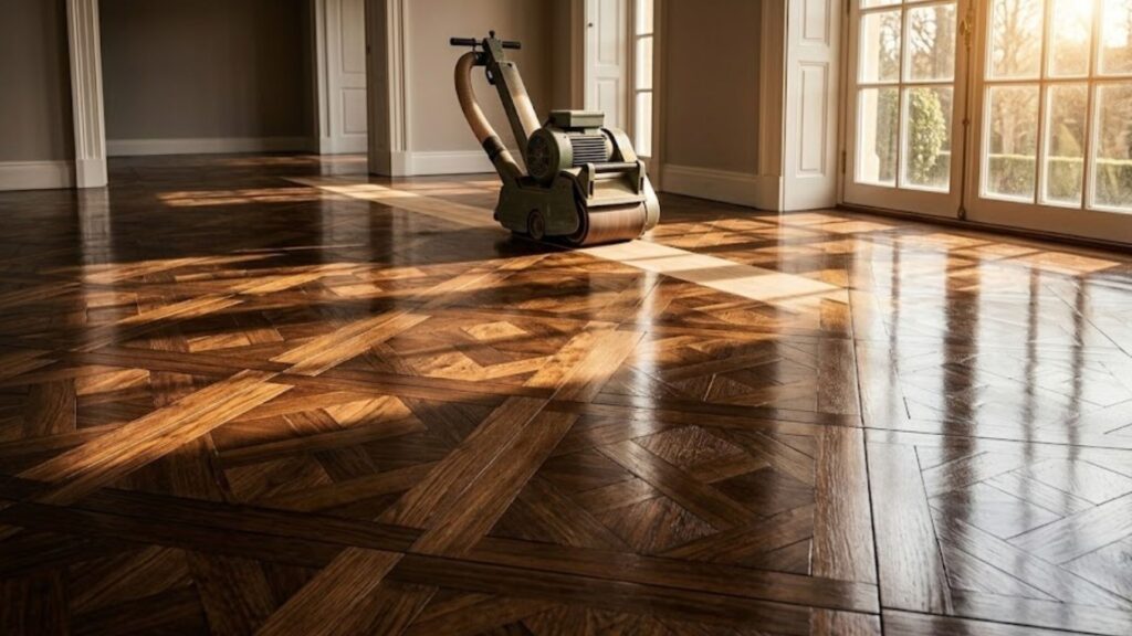 Restauração de piso de madeira com verniz Bona e Sinteco de alto impacto em São Paulo - Aplicadora Casa Branca